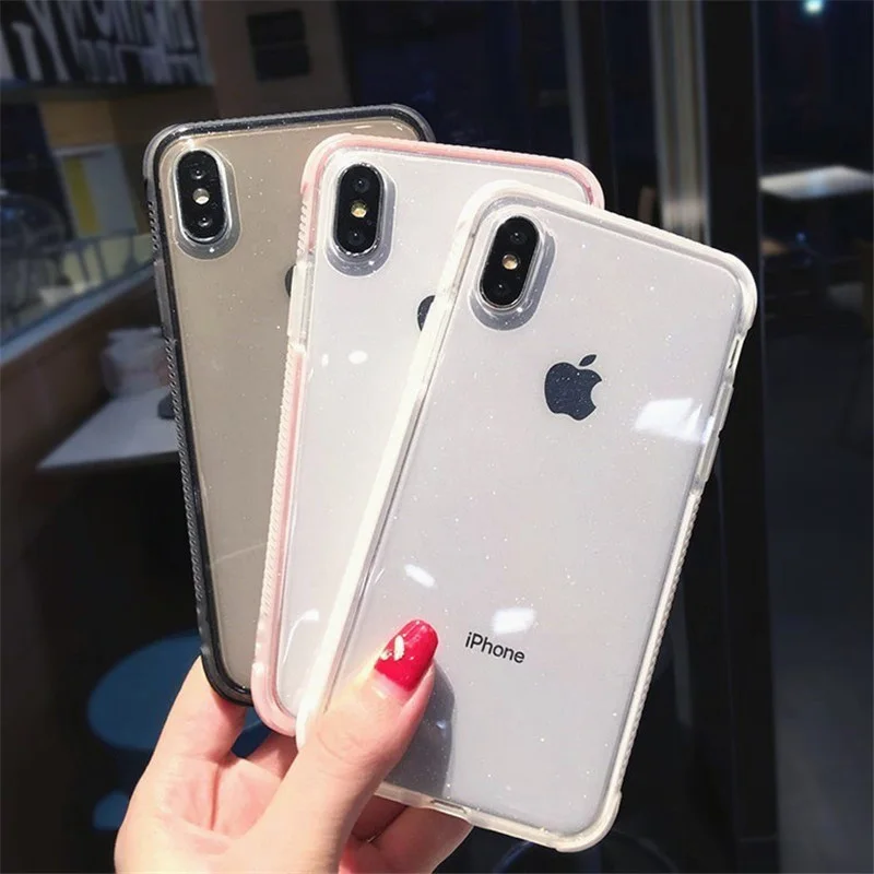 Блестящий противоударный бампер мягкий силиконовый чехол для iPhone 11 Pro XS MAX XR X 10 8 7 6