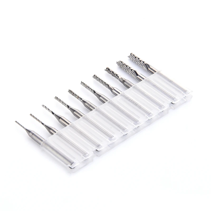 10pcs 1/8'" PCB Drill Bits Engraving Cutter End Mill 0.8-3.175mm CNC Rotary Tools