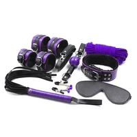 8pcsset erotic adults games bdsm bondage set eyes mask handcuffs anklet nipple clamps gag whip rope sex sm toys for couples