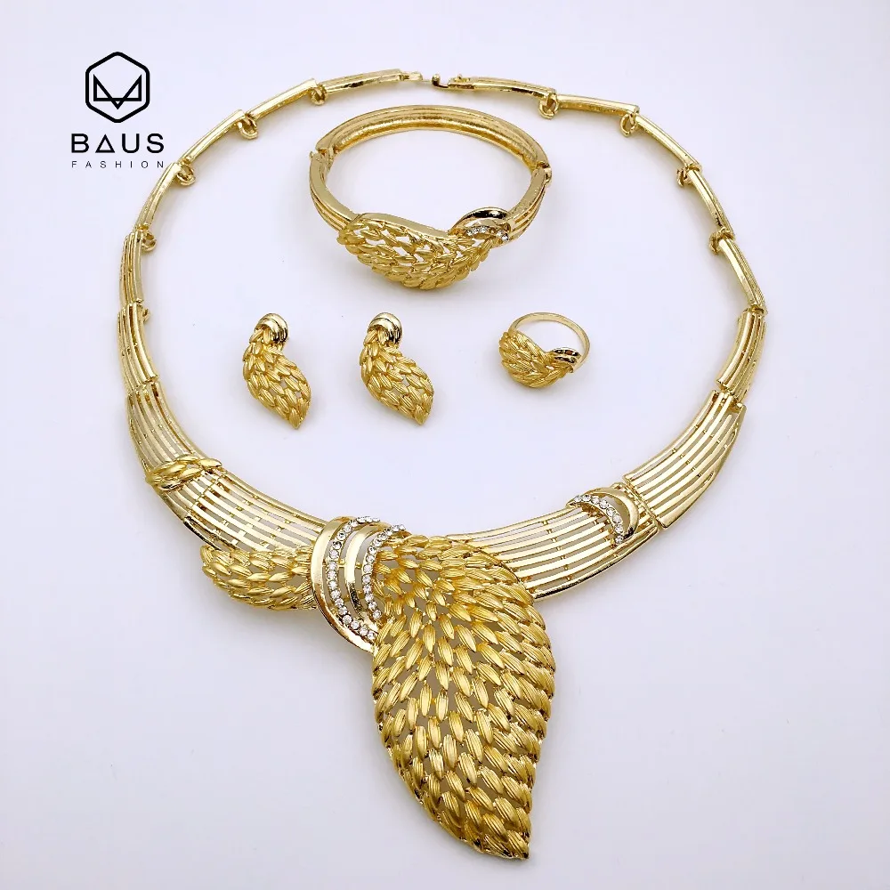 Ожерелье с листьями золотого и цвета Habesha арабский нигерийский Свадебный