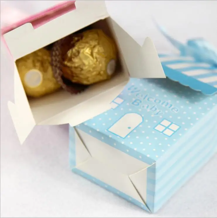 500 шт. новинка яркая коробка для конфет с лентой розовый девочек дня рождения|bag