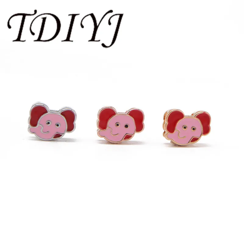 

TDIYJ Pink Elephant Slide Charms Fit For DIY 8MM Stainless Steel Mesh Bracelets Women Jewelry 12Pcs/lot