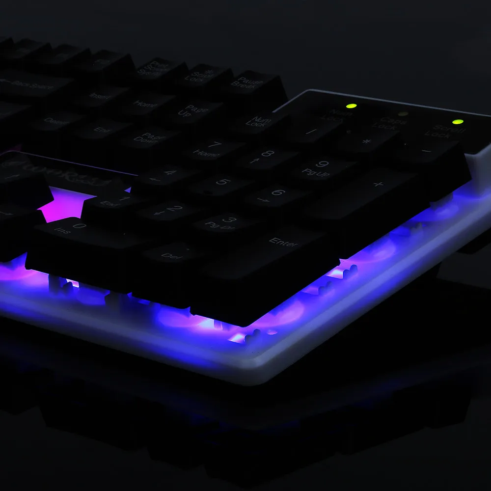 Проводная USB клавиатура VOBERRY светодиодная разноцветная игровая с подсветкой 104
