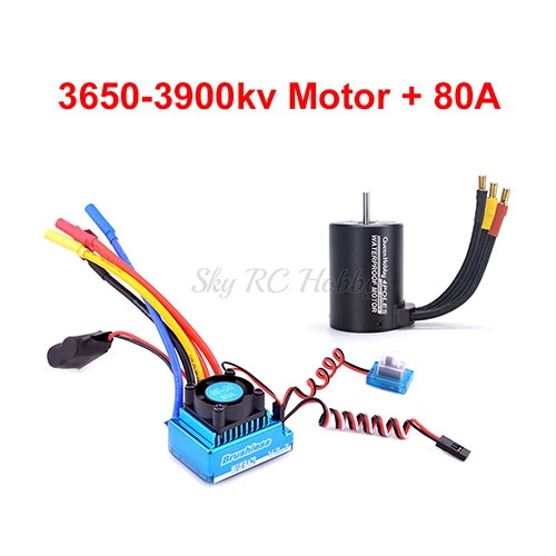 80A and 3650-3900KV 45A 60A 80A 120A бесщеточный ESC электрический регулятор скорости пыленепроницаемый/3650 3900kv 4300kv бесщеточный двигатель для 1:10 1/10 RC автомобилей - Цвет: 80A and 3650-3900KV