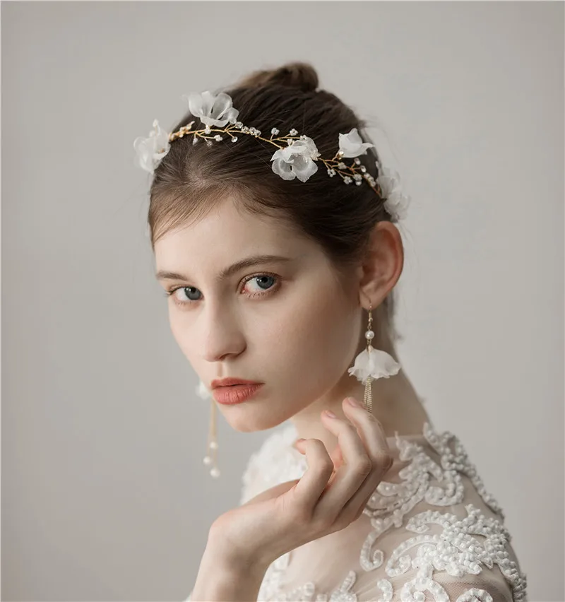 

Женский шифоновый венок для волос, с жемчугом