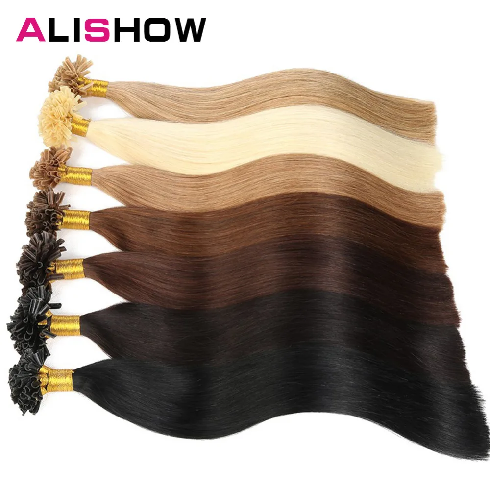 Волосы Alishow, 1 г/локон, 1"-24", Remy, u-образные человеческие волосы для наращивания, отбеливатель, блонд, 613, европейские Предварительно Связанные волосы для наращивания, 100 г