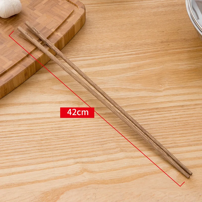 ORZ 42cm Long Handle Chinese Wooden Chopsticks Anti-Skip Set For Cooking Noodles Deep Fried Hot Pot Kitchen Tools | Дом и сад