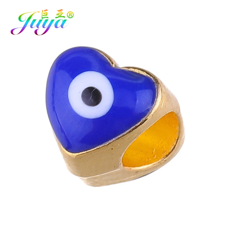 

Juya Evil Eye Beads Supplies Handamde Enamel Charms Big Hole Heart Beads Accessories For Women Charm Beads Jewelry Making
