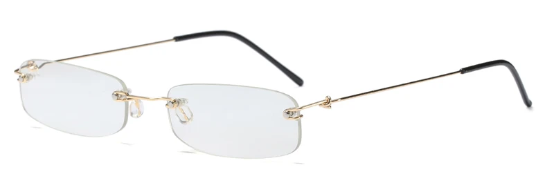 clear lens Kachawoo, узкие солнцезащитные очки для мужчин, золотая металлическая оправа, черные маленькие прямоугольные солнцезащитные очки без оправы, Женские аксессуары, горячая распродажа - Цвет линз: clear lens