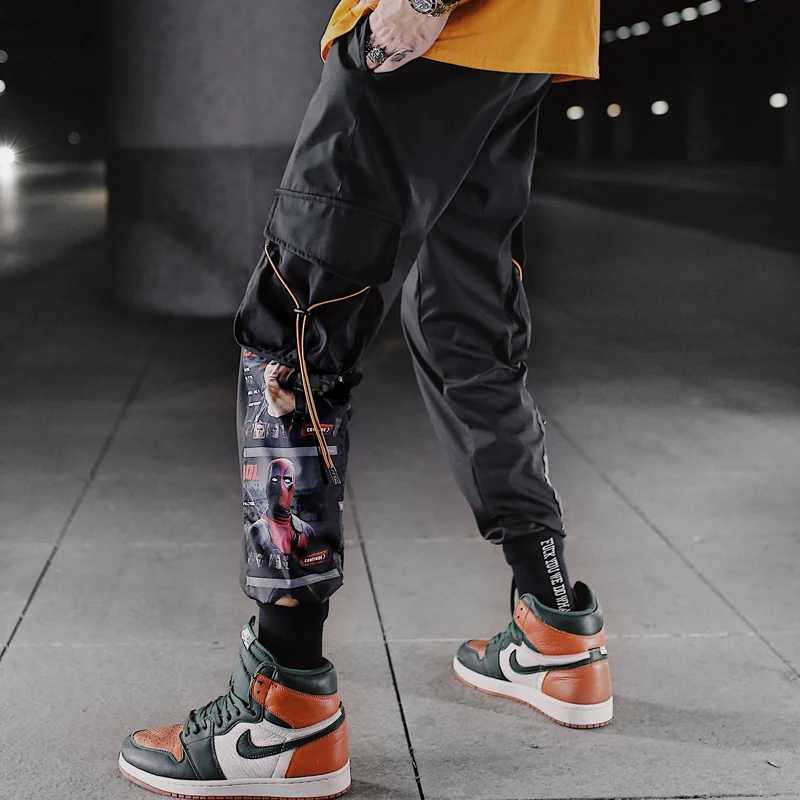 

Men cargo pants 2021 new arrival spring and autumn hip hop trend pockets male ankle-length pants gray black Korean style n17