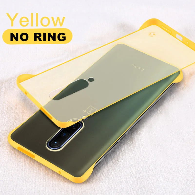 Yellow Without Ring Роскошные бескаркасные тонкие чехлы для Oneplus 7 Pro One Plus Oneplus7 Oneplus7Pro Жесткий PC матовый прозрачный чехол Funda рамка брелок - Цвет: Yellow Without Ring