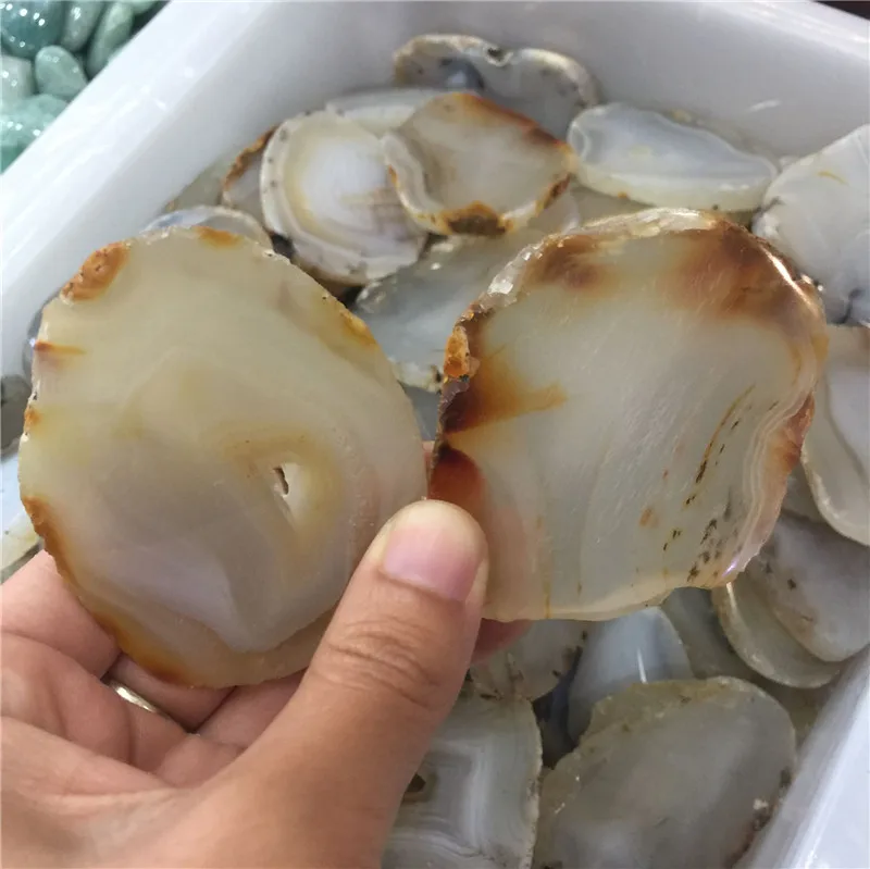 Милые маленькие натуральные морские водоросли агат камень ломтик лечебные