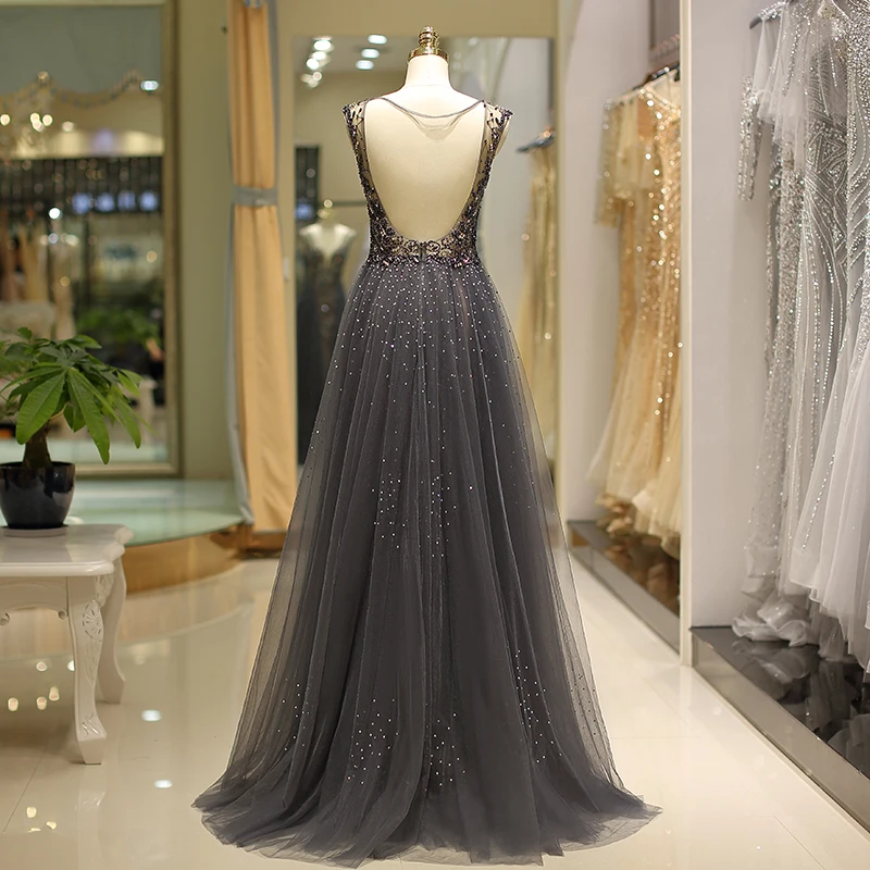 ruthshen 2020 New Handmade Diamonds Transparent Prom Dresses Sexy Open Back Formal Party Dress Illusion Vestido De Formatura | Свадьбы и