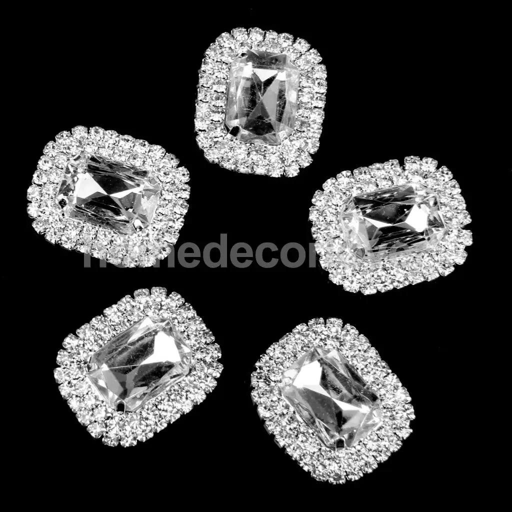 5pcs Clear Crystal Diamante Button Embellishment Sewing Craft DIY 30x25mm | Дом и сад