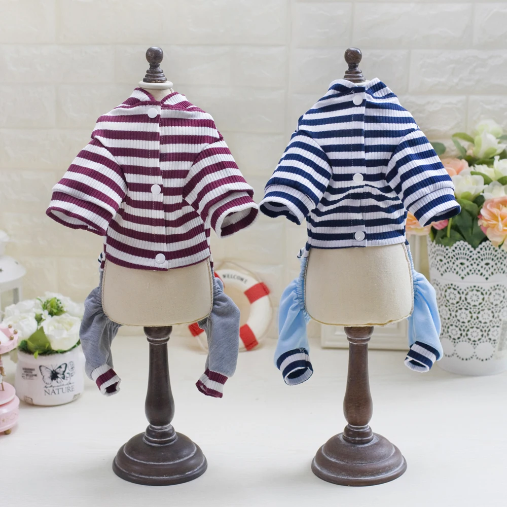 Новый стиль хлопковая одежда для собак 2 цвета S XXL размер полосатый комбинезон