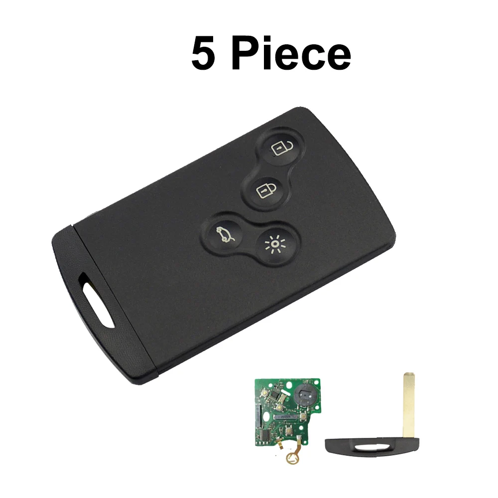 5 Piece OkeyTech 4 кнопки смарт-карты дистанционного управления ключ 433 МГц ID46 PCF7952 чип аварийный вставной лезвие для Renault Koleos, Clio - Количество кнопок: 5 Piece