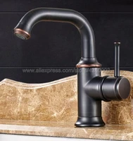 black oil rubbed bronze single hole handle deck mount bathroom sink vessel faucet basin mixer tap knf267