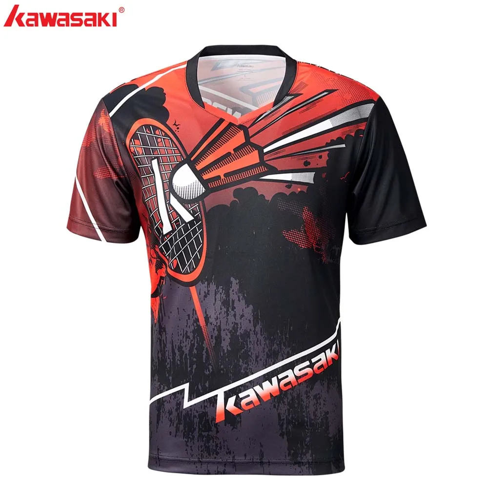 KAWASAKI, мужские футболки для бадминтона, тенниса, быстросохнущие, полиэстер, спортивная одежда для фитнеса, тренажерного зала, одежда, ST-S1105 - Цвет: Красный