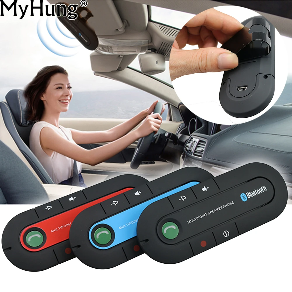 

Bluetooth Car Kit Wireless HandsFree Car Bluetooth Dual USB Charger Speaker BuiltIn Slim Transmitter Visor Clip Aux Car-Styling