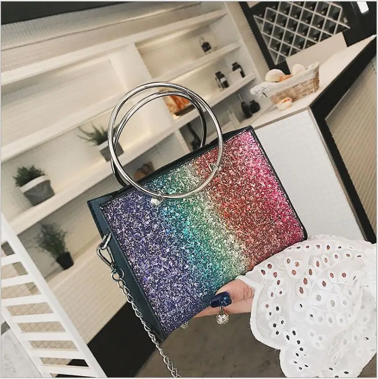 Лидер продаж 2018 блестящая женская сумочка из искусственной кожи