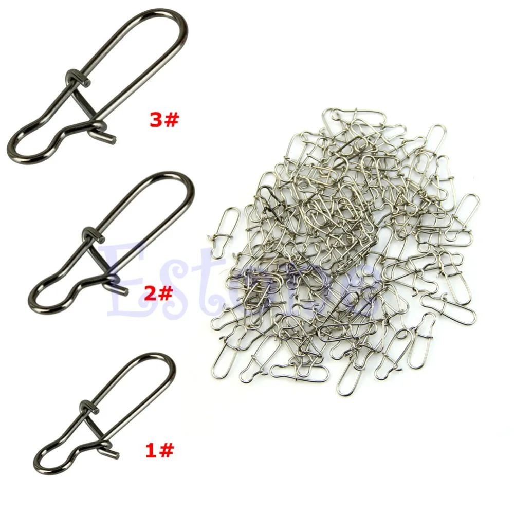 

100pcs Nice Fastlock Snap Fishing Barrel Swivel Safety Snaps Hooks