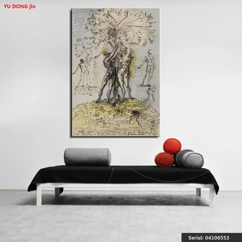 Абстрактная живопись маслом Adam and Eve salvore Dali распылитель без рамы тканевый шарф