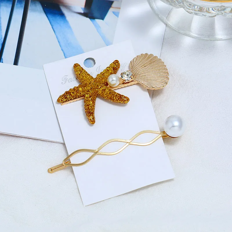 2 шт./компл. большой блеск заколки в виде морской звезды набор металлический