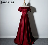 janevini burgundy mother of the bride dresses elegant 2020 satin a line floor length button groom mother dinner party gowns robe
