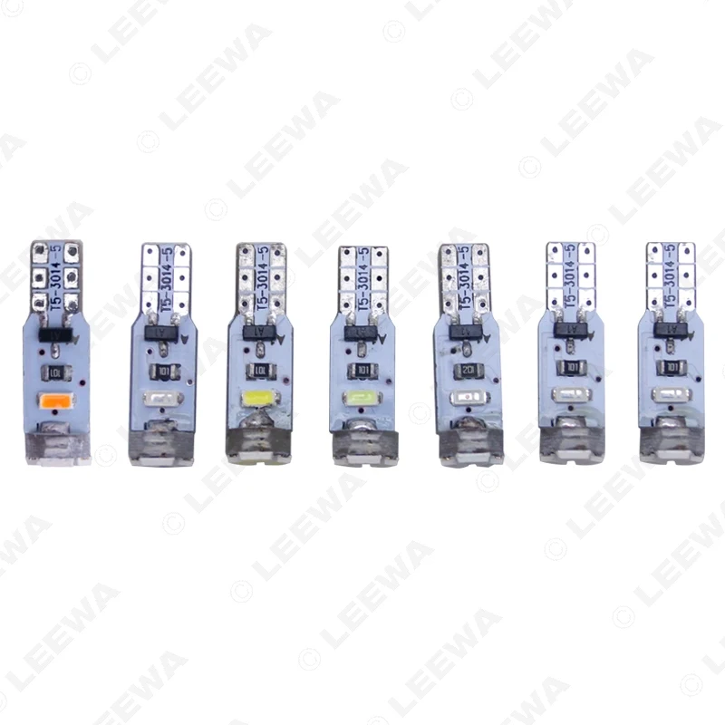 LEEWA 50 шт. автомобильный T5 5 светодиодный 3014 SMD авто клиновидный светильник