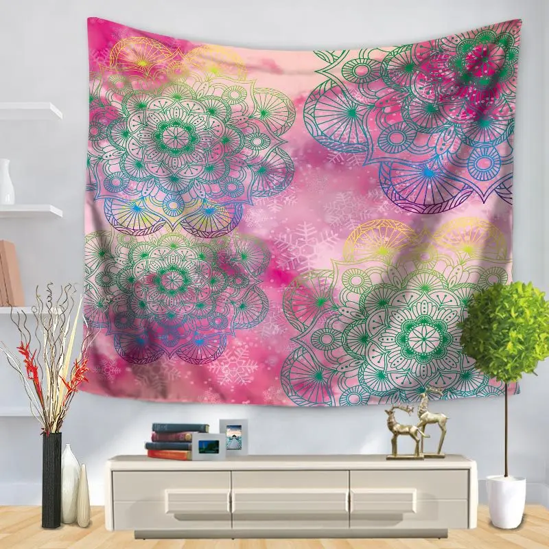 

Home Decorative Wall Hanging Carpet Tapestry Rectangle Bedspread Fresh Flower Mandala Print Pattern GT1254