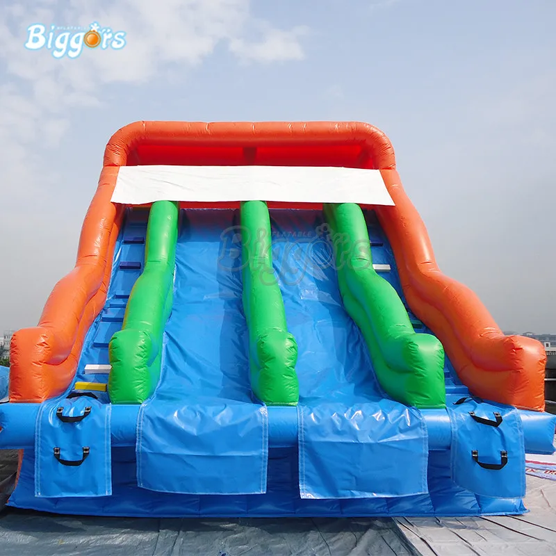 

Inflatable double lane water slide pool inflatable outdoor amusement park with blowers