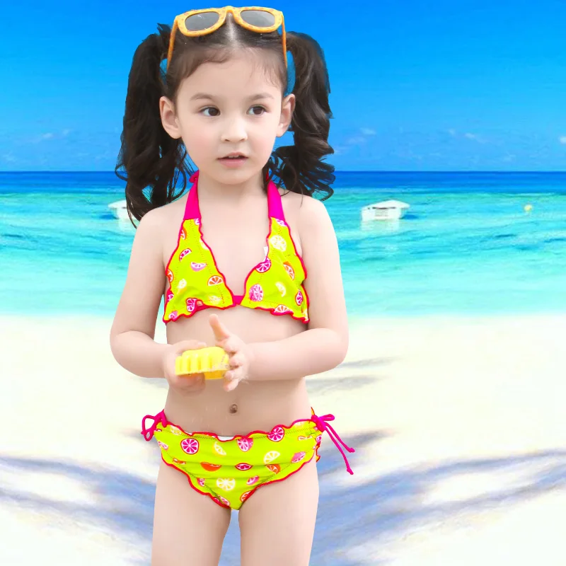 Бикини 2018 для маленьких детей комплект из двух предметов купальники От 3 до 9 лет