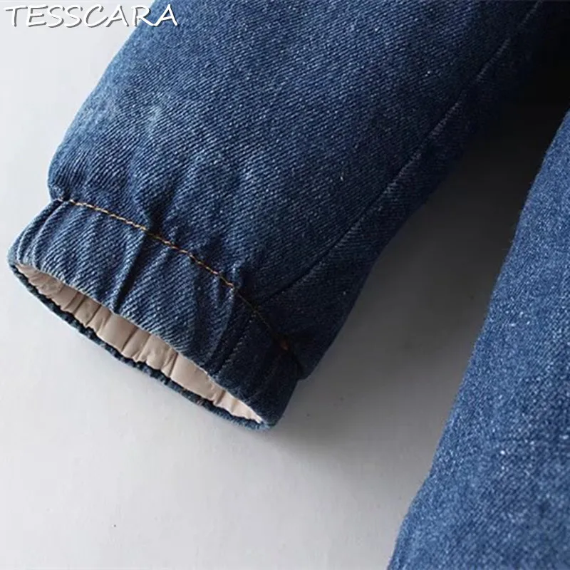 Теплая женская джинсовая парка TESSCARA на осень и зиму куртка пальто женские