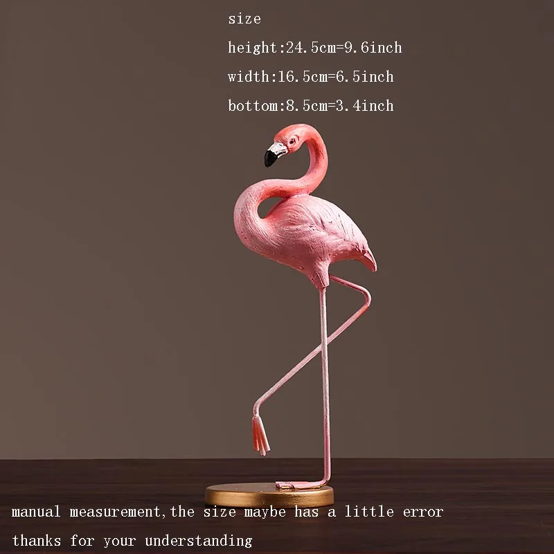 Статуя животного из натуральной смолы в скандинавском стиле с розовым фламинго