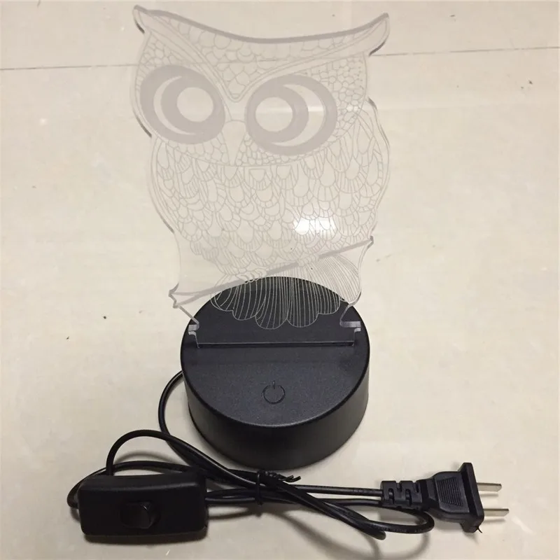 Сменная светодиодсветодиодный Ночная лампа мультяшная 3d голограмма в виде совы