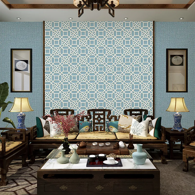 

beibehang Modern Chinese style non-woven wallpaper Living room study classical lattice hotel hotel restaurant papel de parede 3d