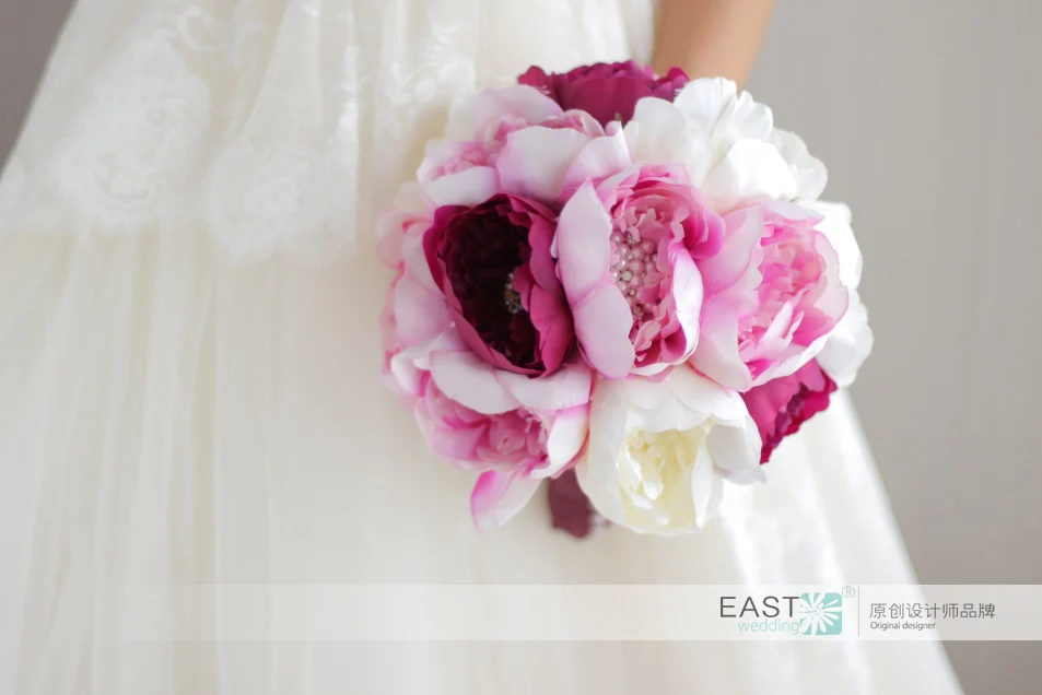 Новый простой стиль Свадебный розовый букет брошь пиона жемчужный свадебный