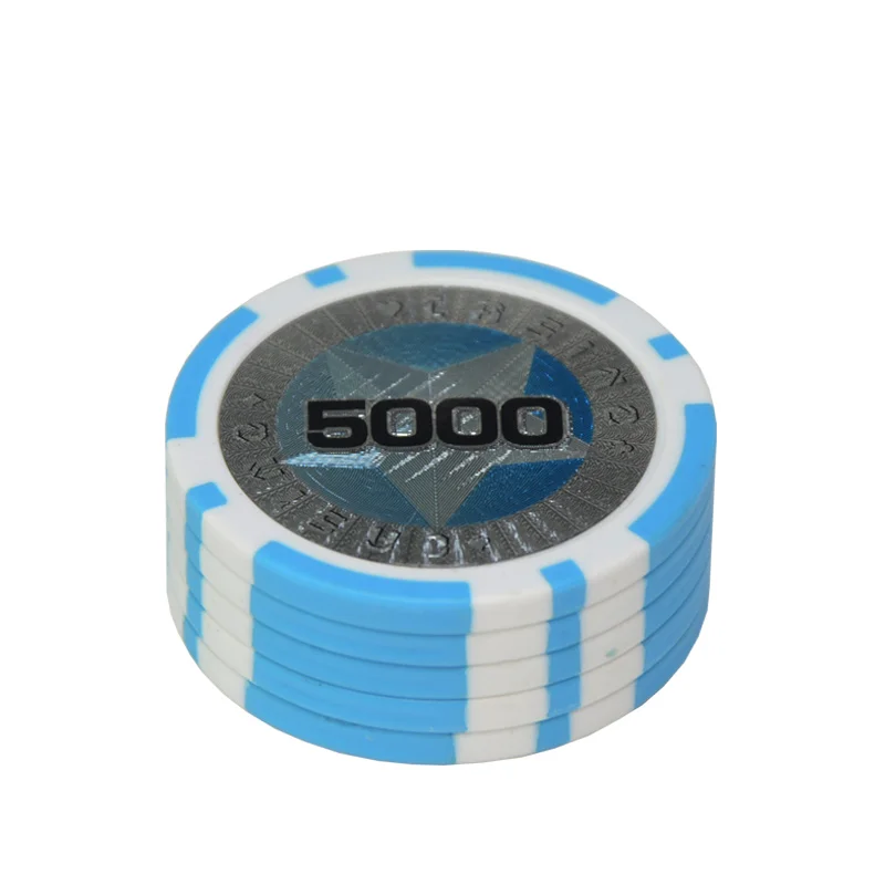 5000 5 шт./лот, казино, Техасский Холдем, ABS фишки для покера, звездная отделка, наклейка,, дешево, Baccarat, высококлассный покерный чип, набор аксессуаров - Цвет: 5000