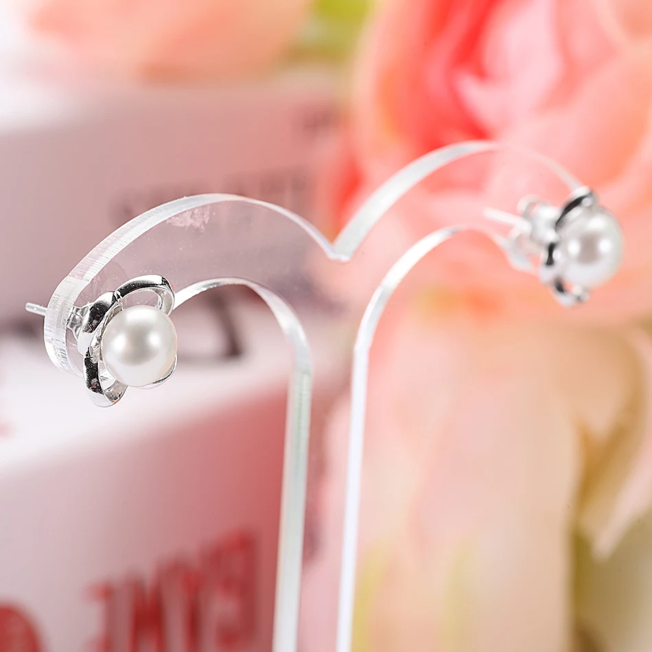 FEIGE Pearl Jewelry 925 Sterling Silver Stud Earrings for Women 8-9MM White Freshwater Earring Fine Lady Gift | Украшения и