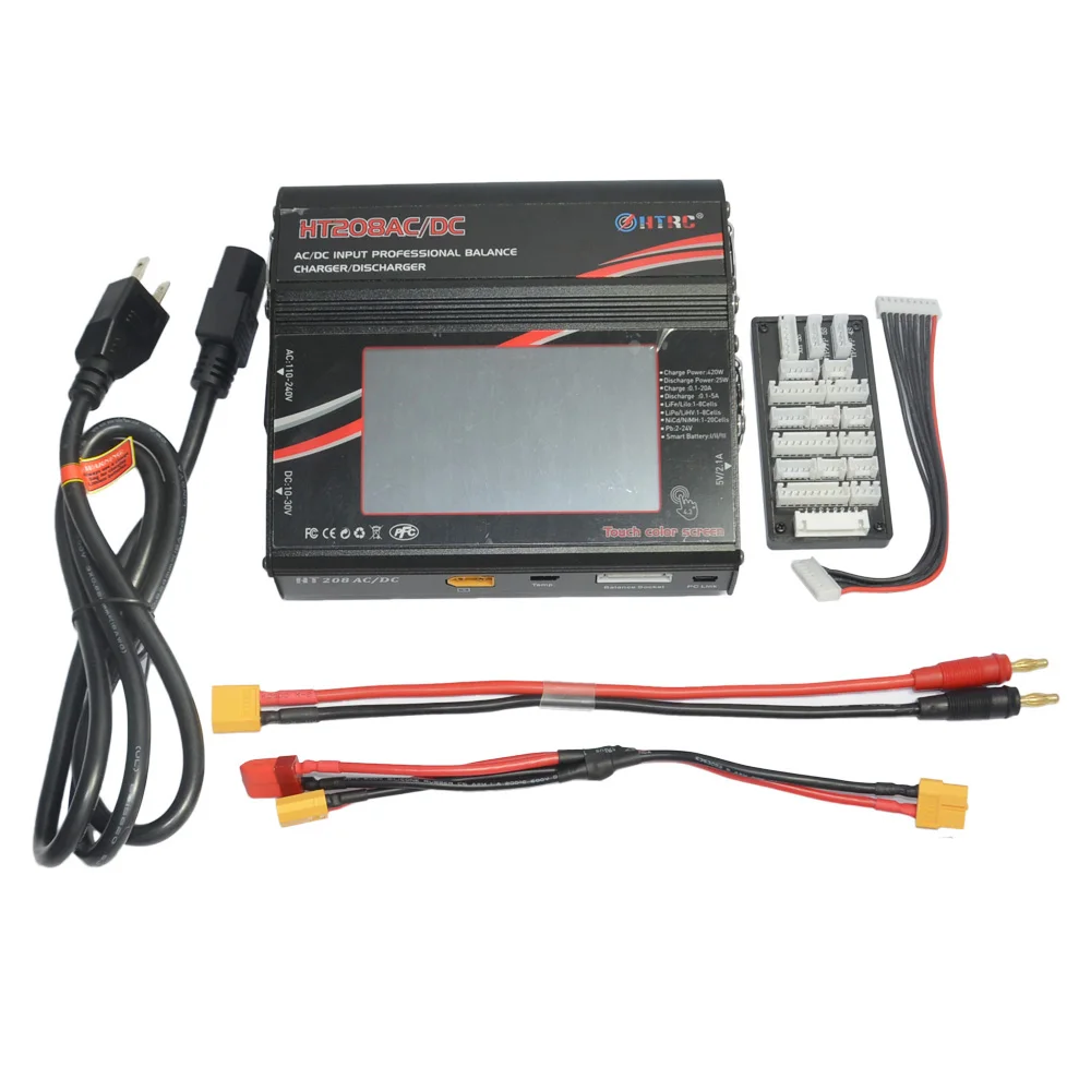 HTRC HT208 баланс ChargerAC/DC 4," цветной сенсорный ЖК-экран 420 Вт 20A RC батарея разрядник для 1-8s Lilon/LiPo/LiFe/LiHV батарея