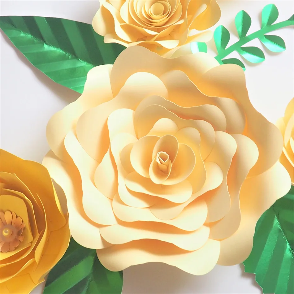 Ручной работы Cardstock роза DIY бумажные цветы листья набор для свадьбы и события