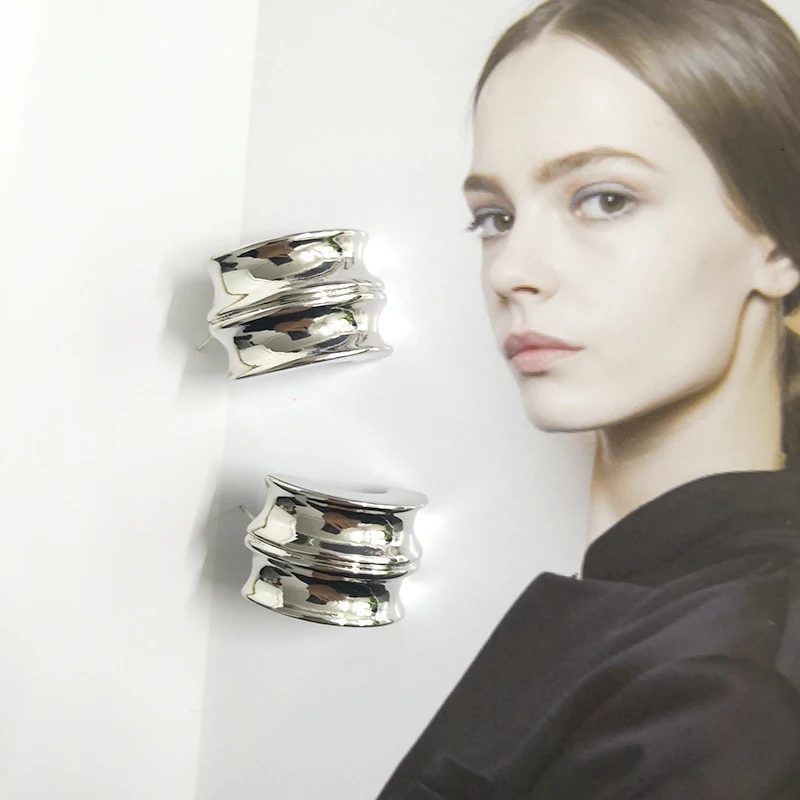 GHIDBK винтажные широкие толстые серьги кольца для женщин крупные полукруглые