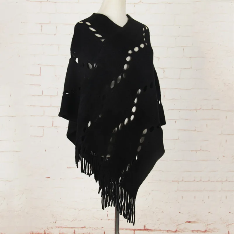 Женский вязаный пуловер длинный в клетку весна-осень кардиган с бахромой |