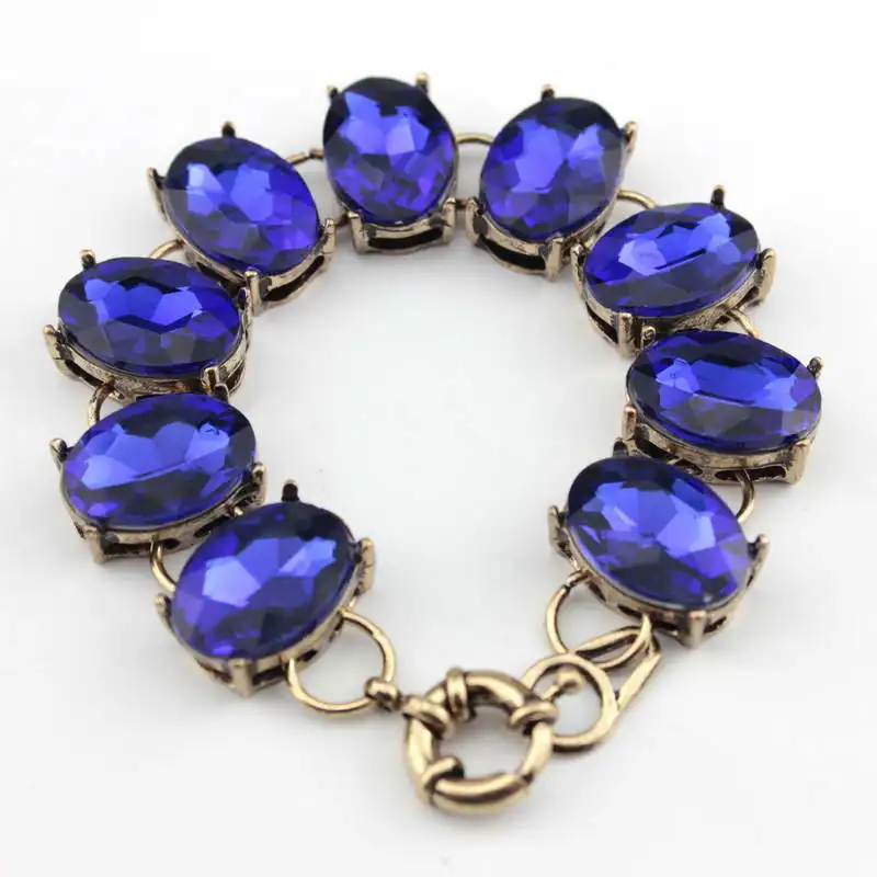 

2020 Vintage Gold Oval Glass Crystal Bracelet for Women Charm Bracelets Bangles Brand Fasbion Jewelry pulseira masculina