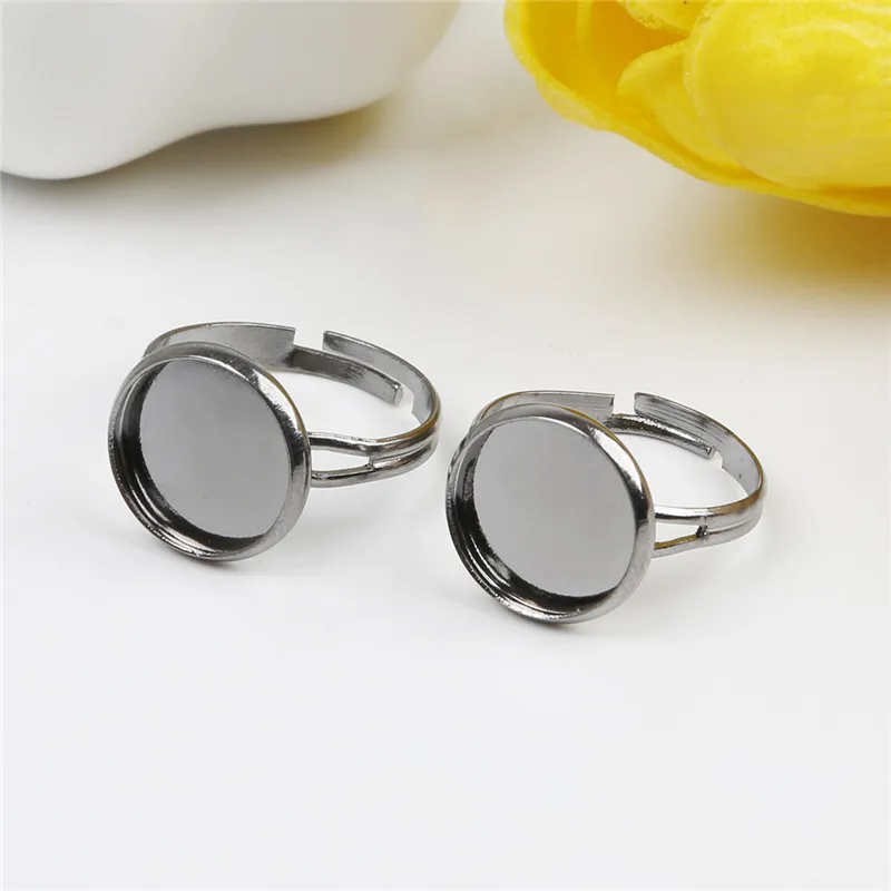 Высокое качество 10 шт./лот 14 мм регулируемое пустое кольцо основа кабошоны лоток