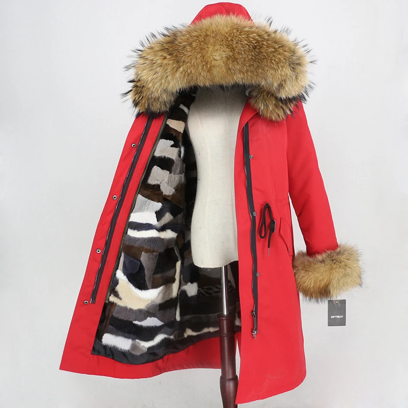OFTBUY удлиненная парка, пальто из натурального меха, зимняя куртка для женщин, натуральный меховой воротник, Капор из норки, меховая подкладка, водонепроницаемая верхняя одежда, съемная