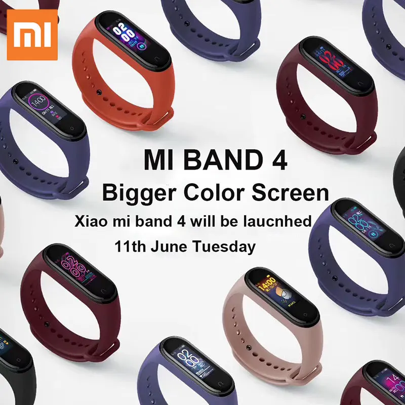 Original Xiaomi Mi Band 4 Bluetooth 5.0 Wristband Fitness Bracelet AMOLED Color Touch Screen Music AI Heart Rate | Электроника