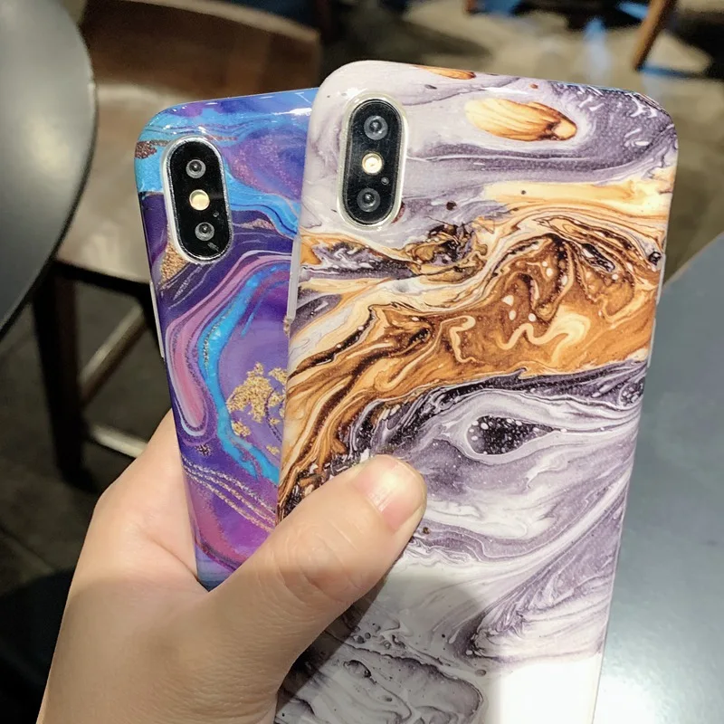 Цветной Художественный окрашенный чехол для телефона iPhone X XS Max XR Чехол под мрамор