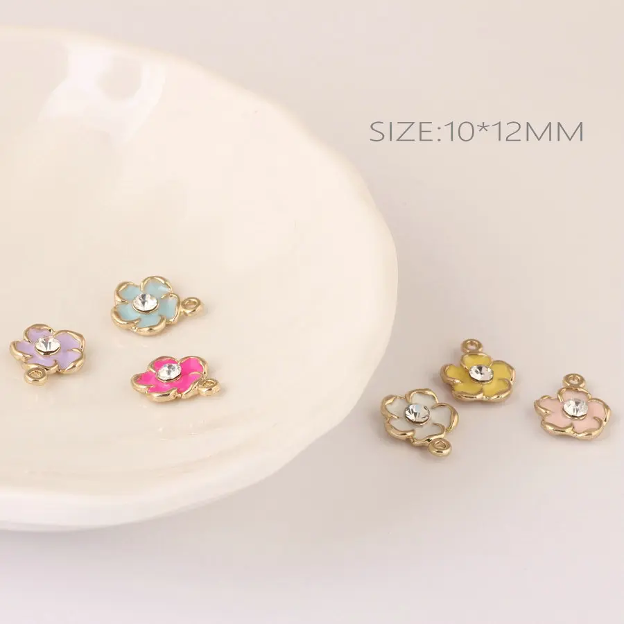 Заводская цена горный хрусталь сердечник эмаль цветок шармы 120 шт. 60 шт./лот