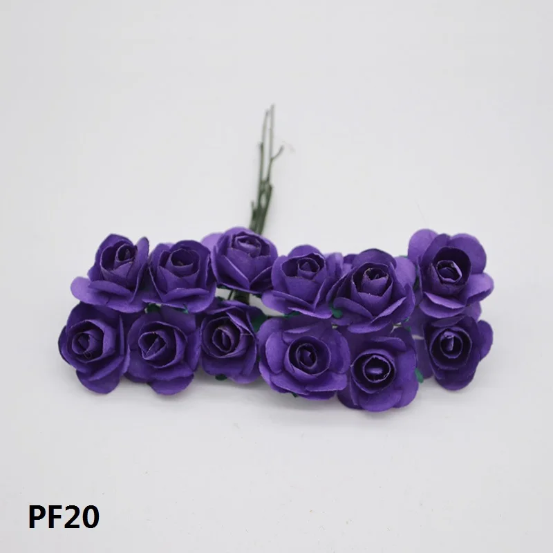 PF20 72 шт./лот, 2 см, мини бумажный цветок, искусственные розы, свадебный букет, венок, домашний декор для свадебной вечеринки, принадлежности для скрапбукинга - Цвет: PF20